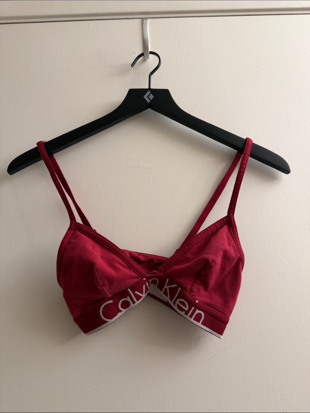 Calvin Klein Burgundy Red Wirefree Bralette with Logo Band